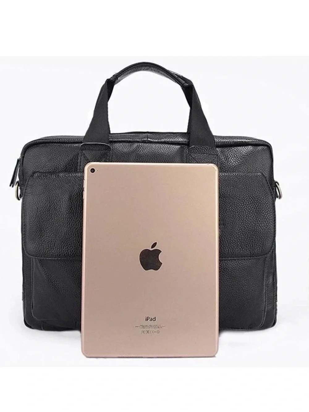 Men's Black Leather Briefcase Bag - Classic Professional Carry